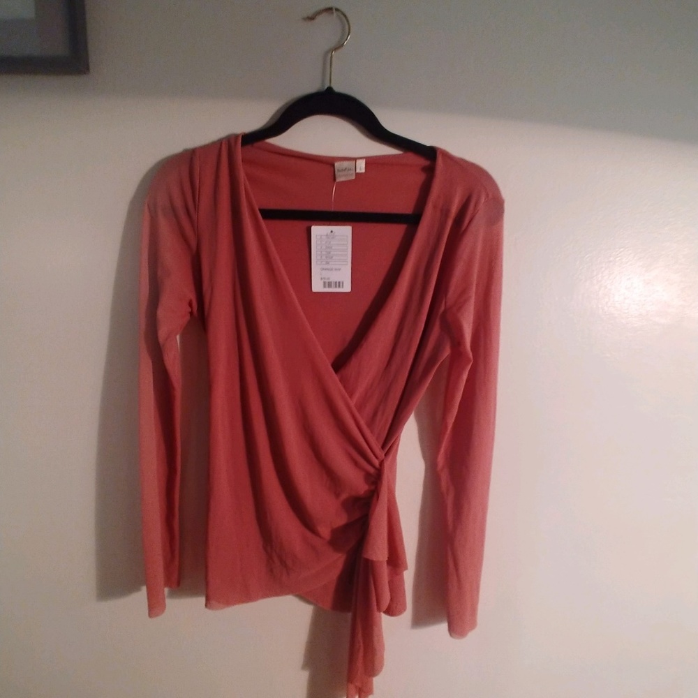 Anthropologie Salmon Color Wrap Shirt